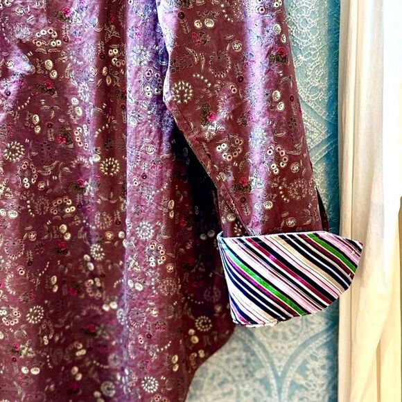 Thomas Dean Cotton Floral Men’s Button Down Shirt Sz L - Picture 6 of 6